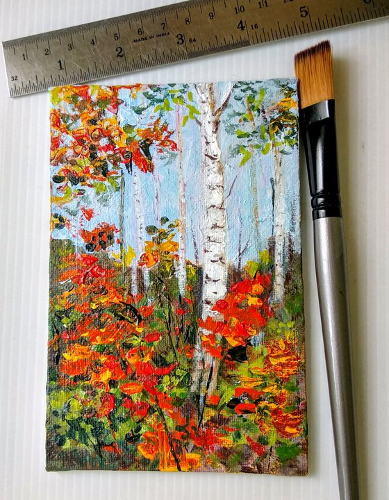 Aspen trees and Autumn Miniature landscape