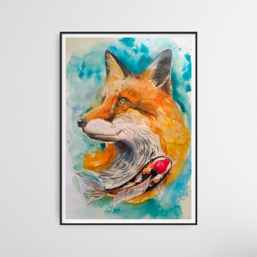 The Fox & Koi Fish by Evgenia Smirnova