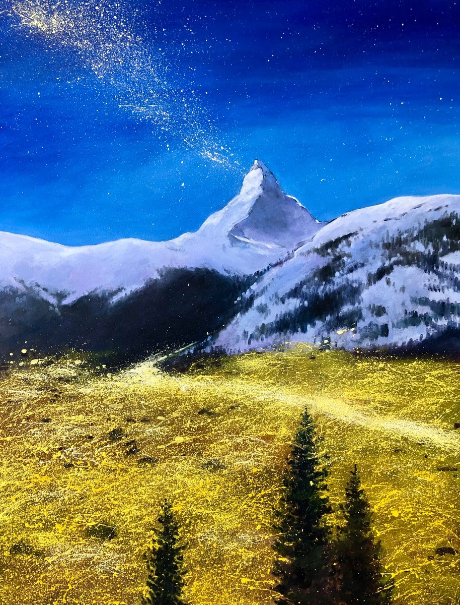 Winter Night In Zermatt By Volodymyr Smoliak, 28 X 35, Artwork For Sale On Artfinder