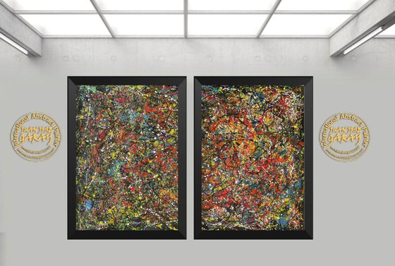 Dark and Luminous Pathways - Diptych Painting