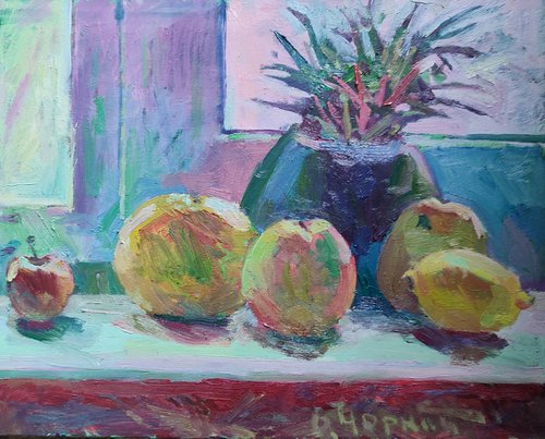 Still Life with grapefruit by Oleksa Chornyi