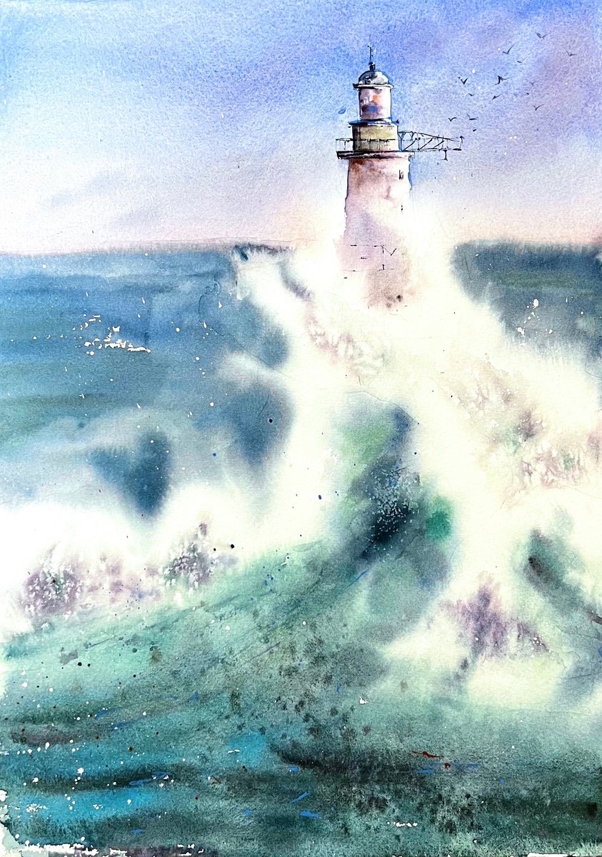 Lighthouse in Breaking wave by Yana Ivannikova