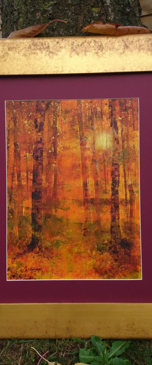 Autumn Light Through Trees I (framed) by Michele Wallington