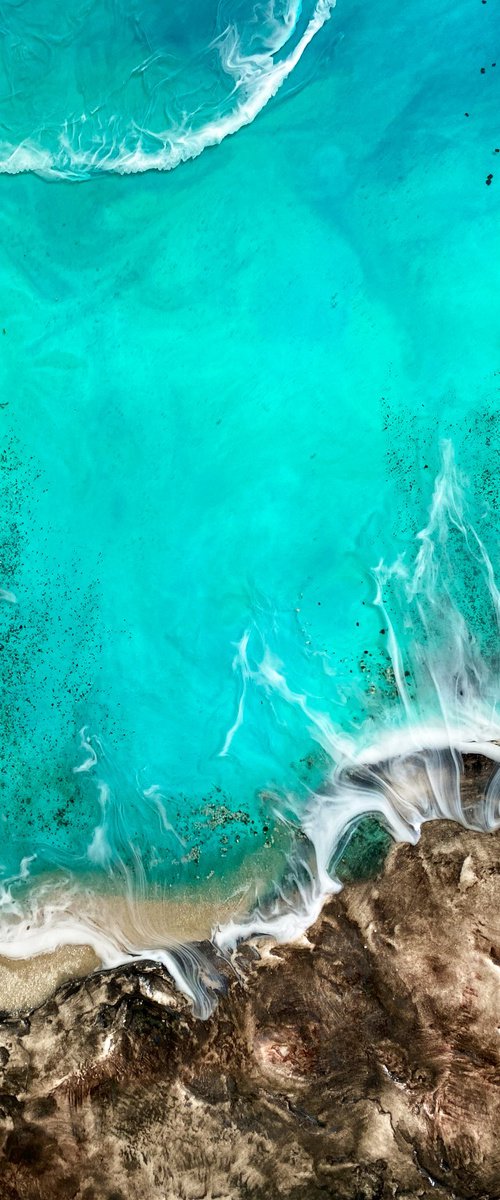 Ocean Resin Art on Wood by Mily Art