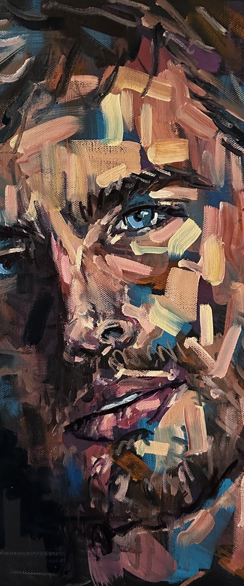 Handsome young man male portrait oil painting by Emmanouil Nanouris