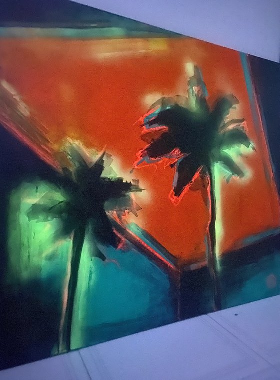 "PALM TREES AT SUNSET"