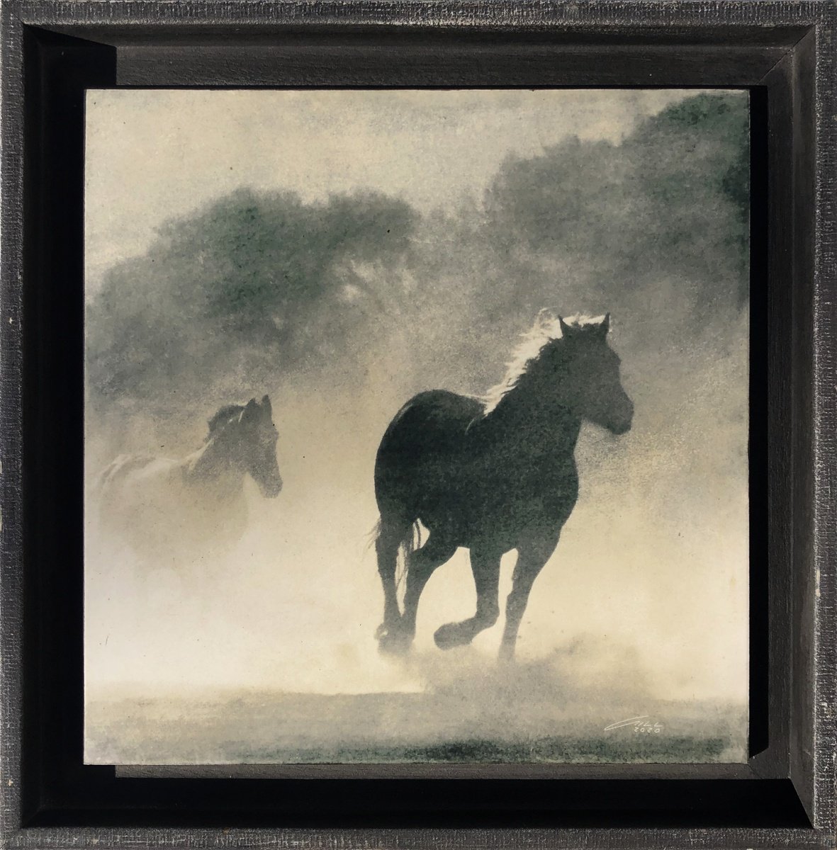 Photorealistic Animal Clay Sculpture By Gill Gilberto Borghesi, 14 X 14, Mother Father - Ceramic, Original Artwork