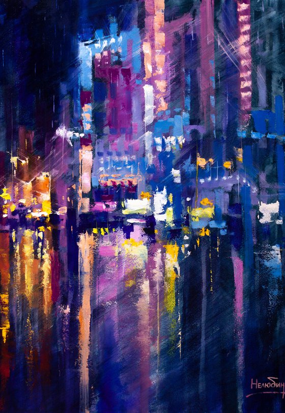 ABSTRACT CITYSCAPE. " Reflection of the night city"