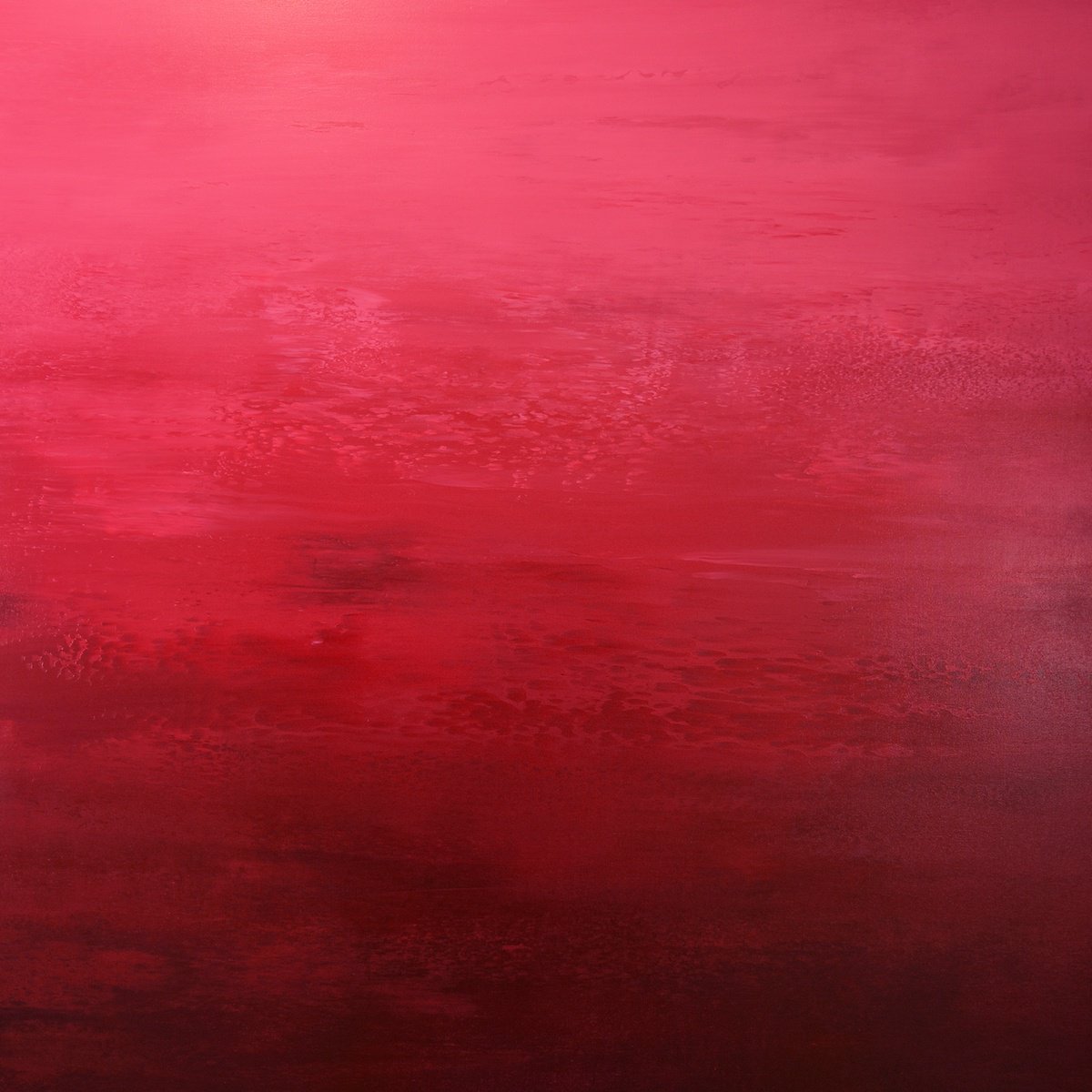 Expressive Abstract Acrylic Painting By Suzanne Vaughan, 40 X 40", Wine Red - Color Field, Original Artwork