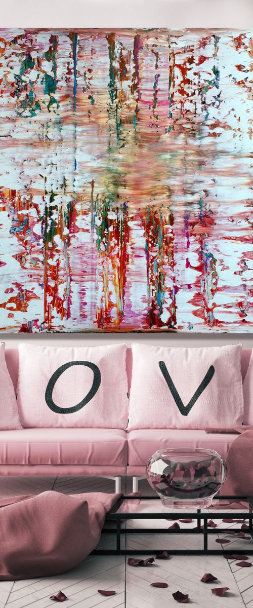 Way Back Into Love  - XL LARGE,  ABSTRACT ART – EXPRESSIONS OF ENERGY AND LIGHT. READY TO HANG! by Julijana Ravbar