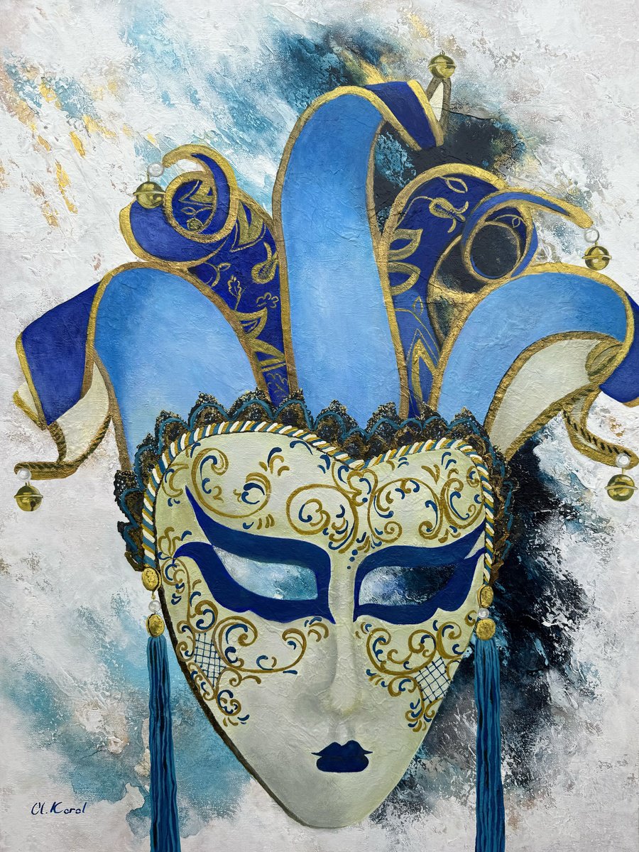 Photorealistic Portrait Oil Painting By Ulyana Korol, 24 X 31", Venetian Night1, Original Artwork