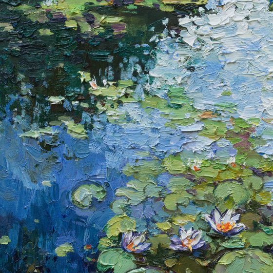 White water lilies Original Oil painting