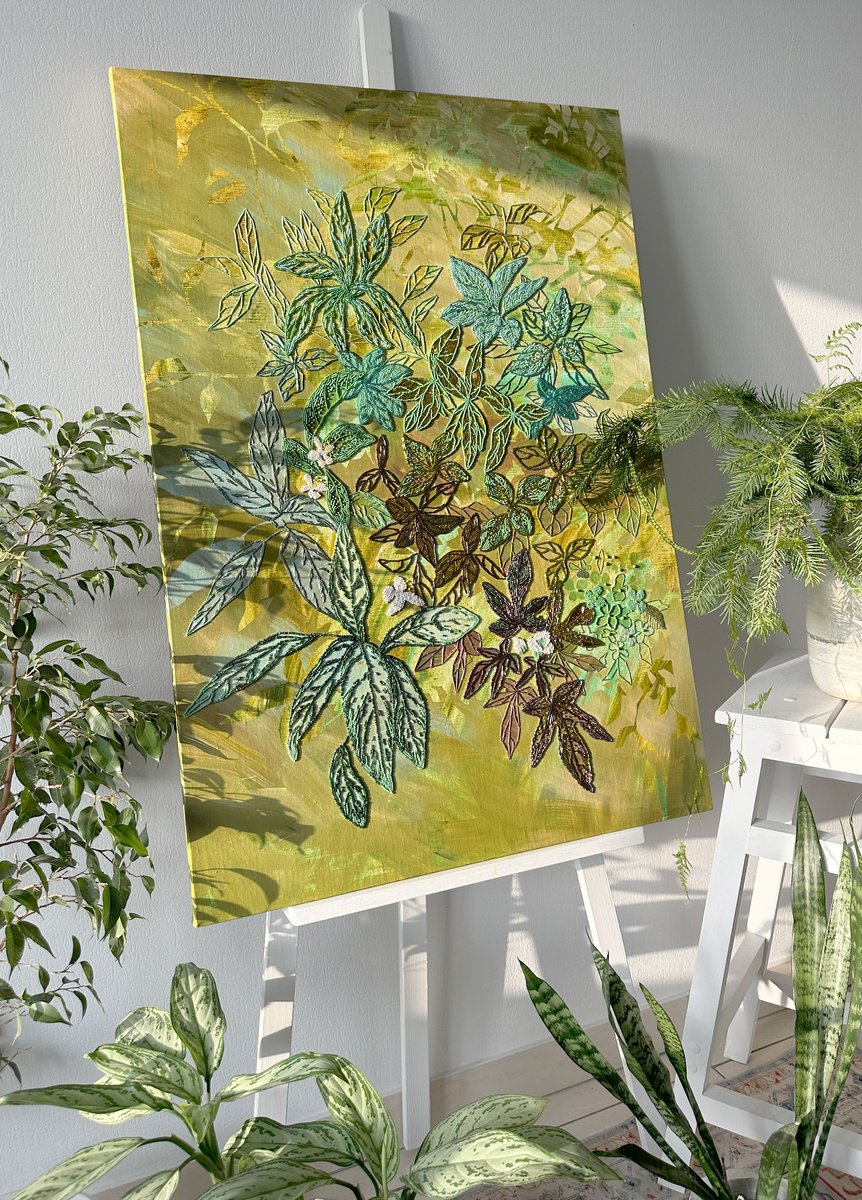 Impressionistic Painting , Green Flora By Ekaterina Prisich, 28 X 39, Artwork For Sale On Artfinder