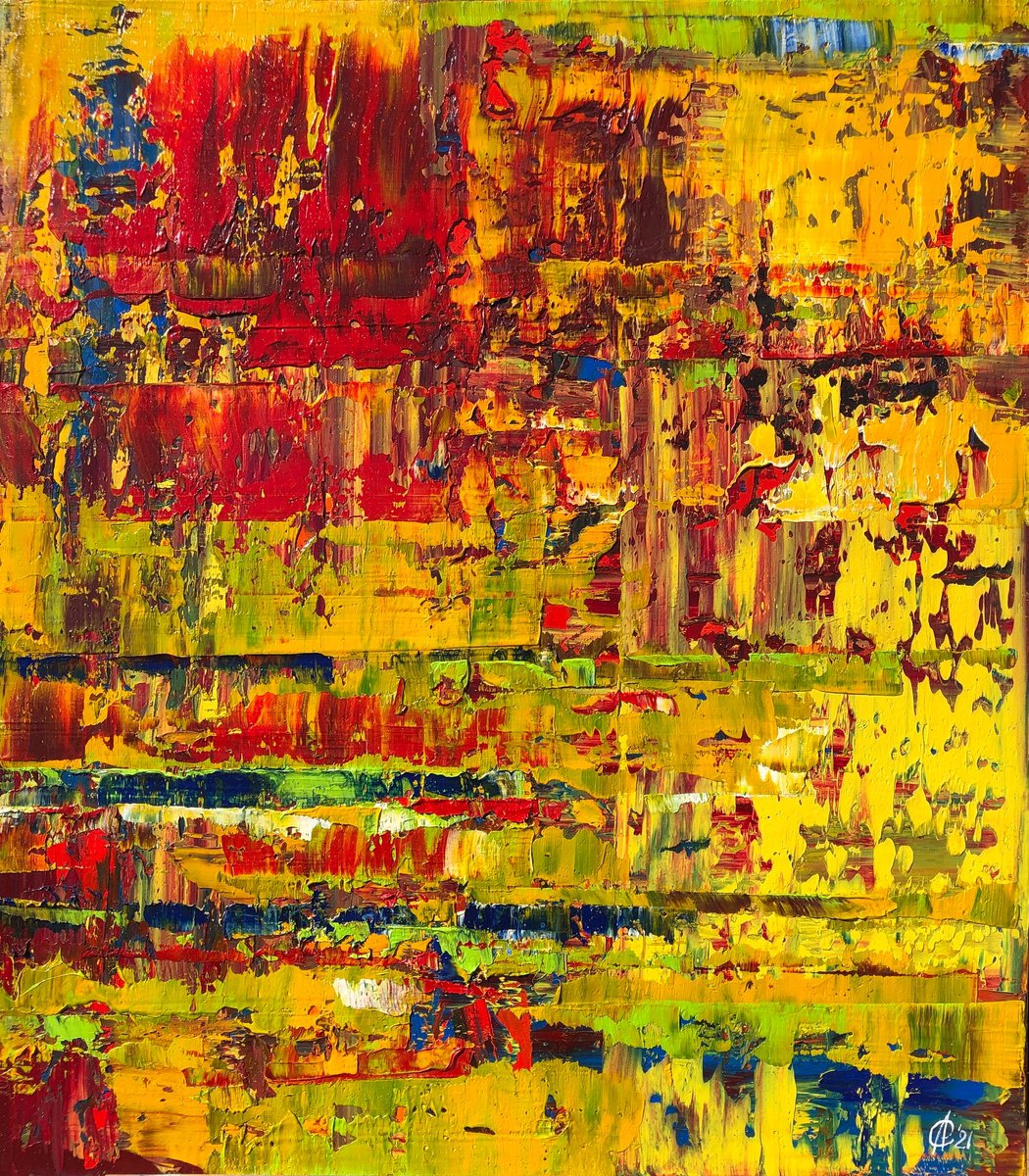 Abstract Oil Painting By Svitlana Andriichenko, 28 X 31", Promenade. ?15, Original Artwork