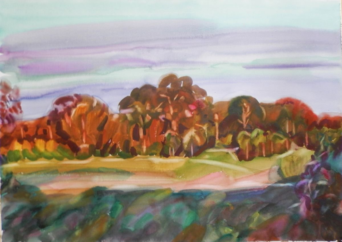 autumn trees, 70x50 cm by Valentina Kachina