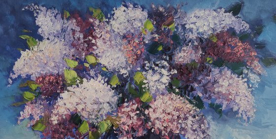 Lilacs (50x70cm, oil painting, ready to hang)