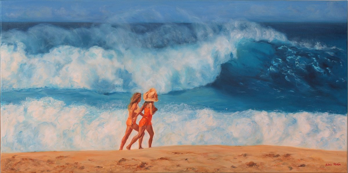 Photorealistic Oil Painting , The Power Of The Sea By Silvia Haban, 47 X 24, Artwork For Sale On Artfinder