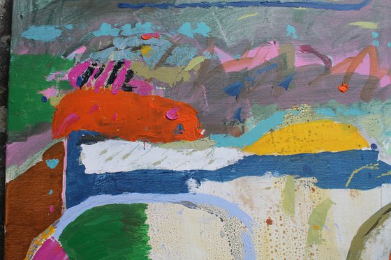 Composition with a yellow semicircle