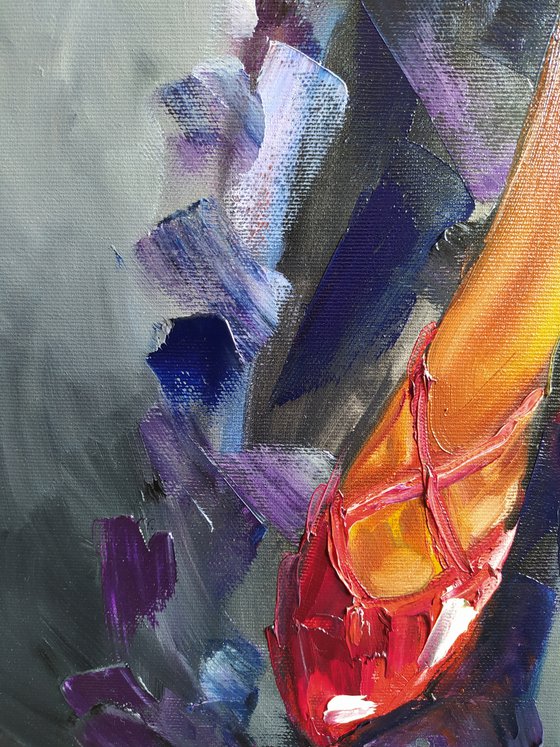 Flame - dance, oil painting, flamenco, tango, passion, fire, dancers oil painting