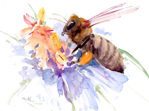 Honey bee on the Flower by Suren Nersisyan