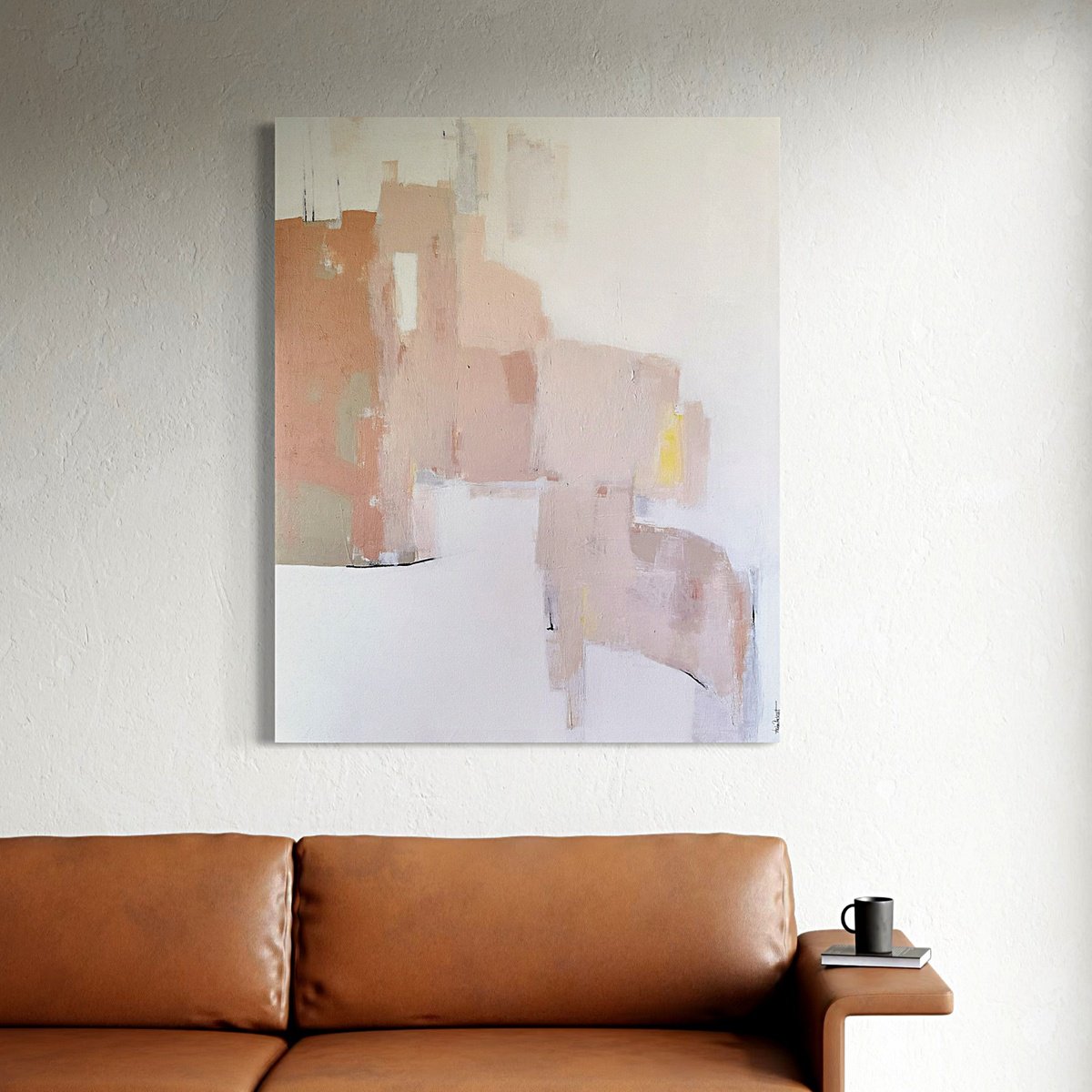 Geometric Abstract Acrylic Painting By Andrea Reichhart, 30 X 39, Rose Study I, Original Artwork