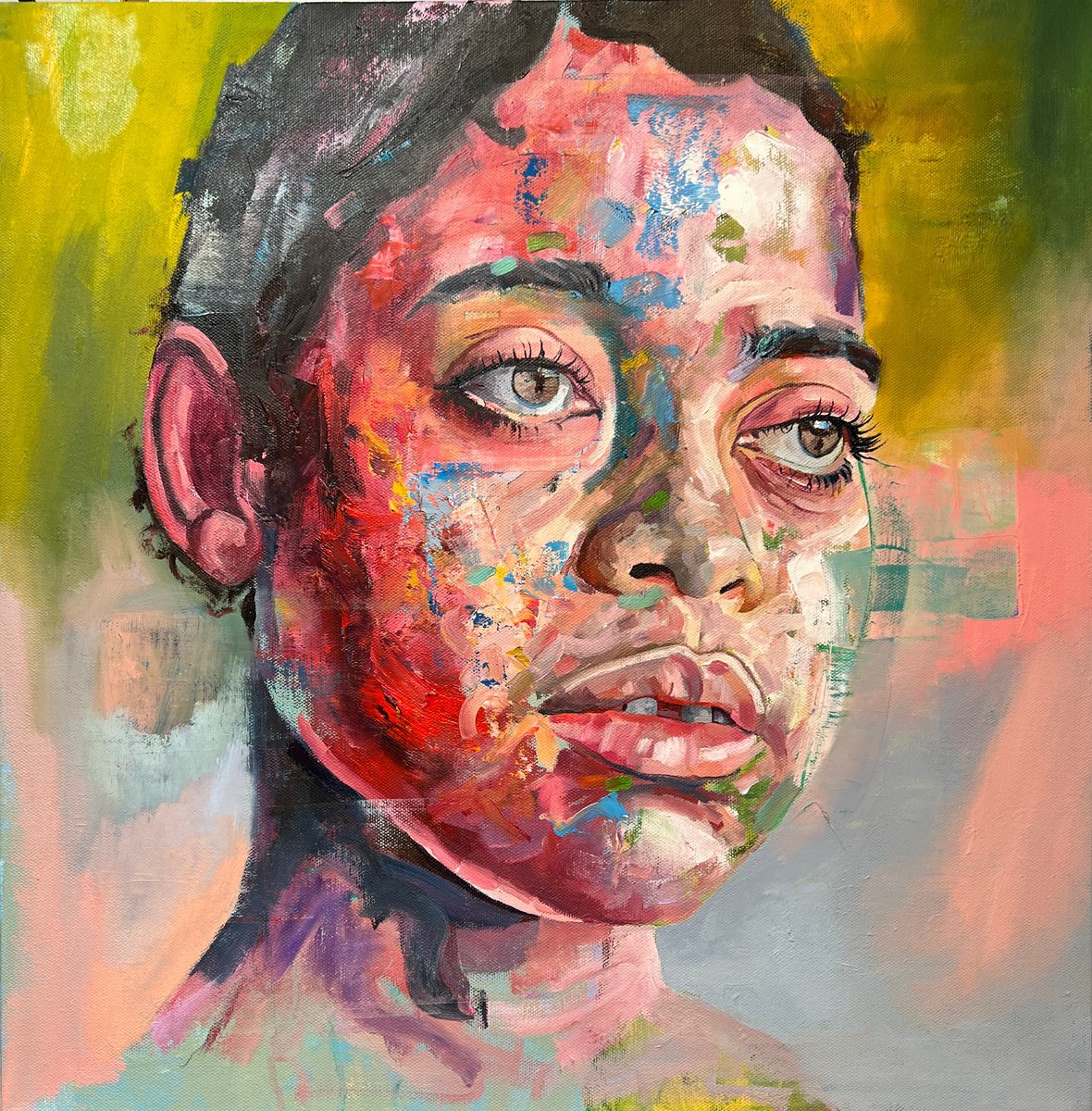 Impressionistic Portrait Oil Painting By Jonathan Mcafee, 20 X 20, Globe, Original Artwork