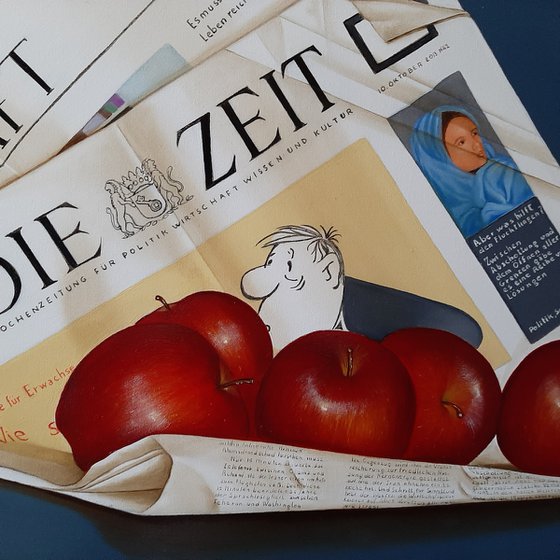 Newspaper with apples