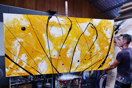 Golden Bandit 240cm x 120cm Textured Abstract Art