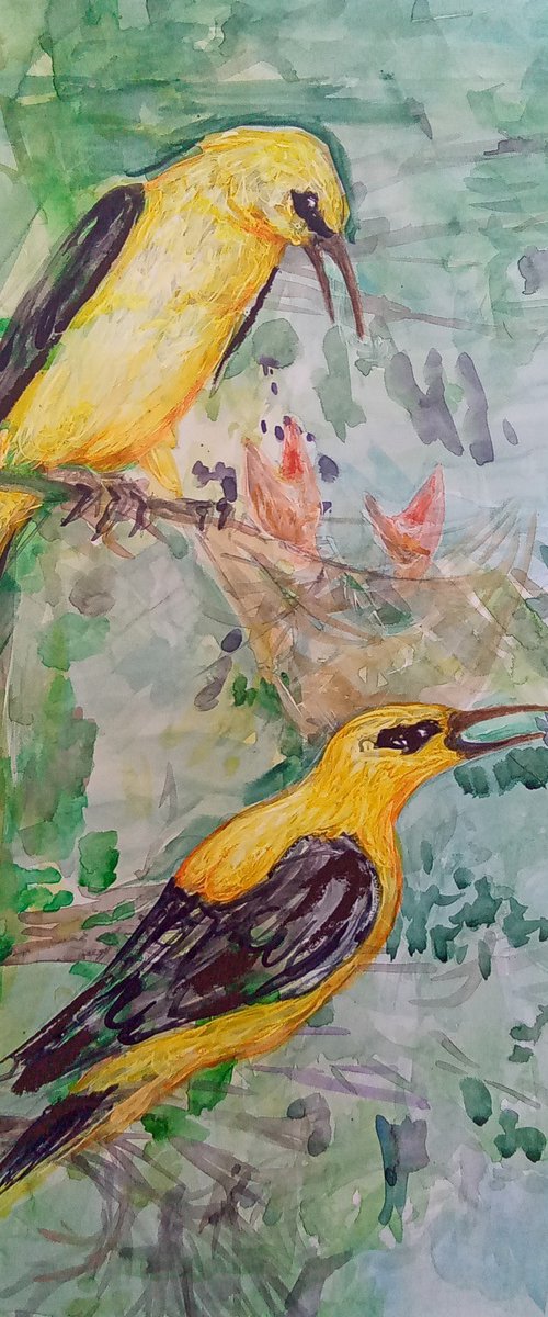 Two Yellow Birds by Velta Emilija Platupe