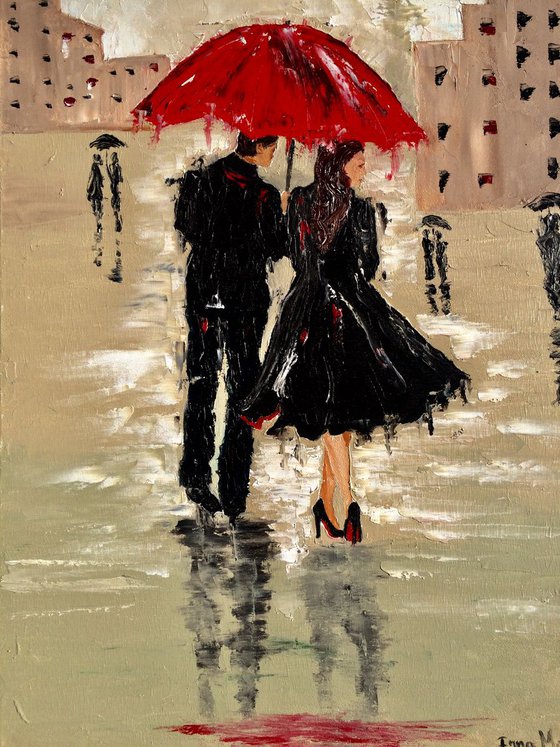 Couple under the umbrella