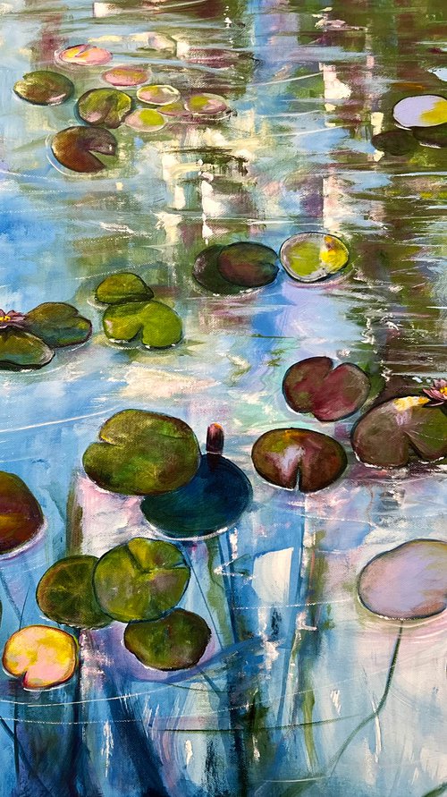 Water Lilies At Sunset 5 by Sandra Gebhardt-Hoepfner