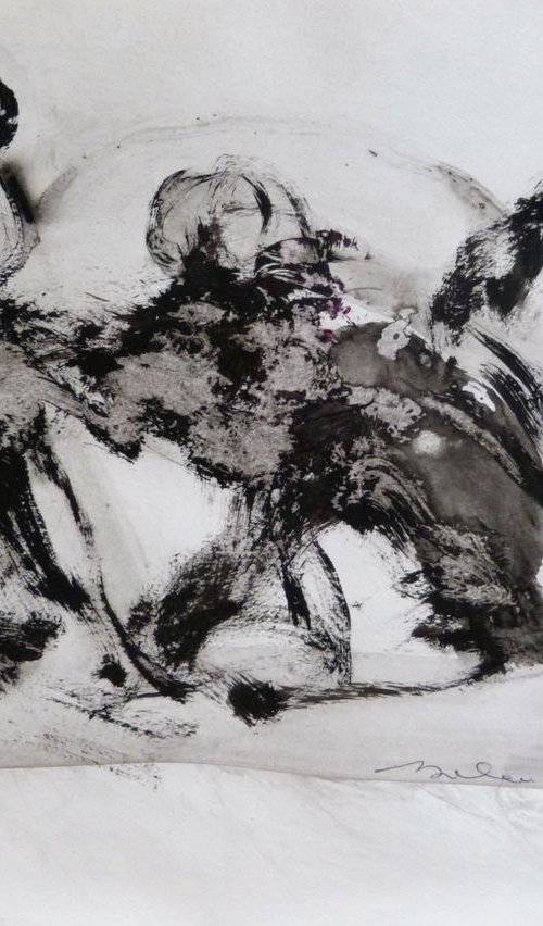 Expressive Drawing - Resistance to panic 2, 21x29 cm by Frederic Belaubre