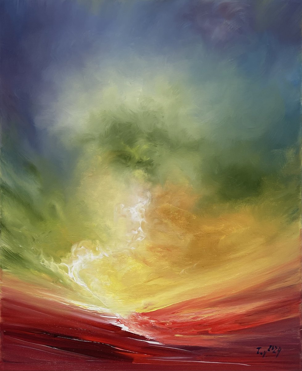 Impressionistic Landscape Acrylic Painting By Timea Valsami, 16 X 20", Inner Flame, Original Artwork