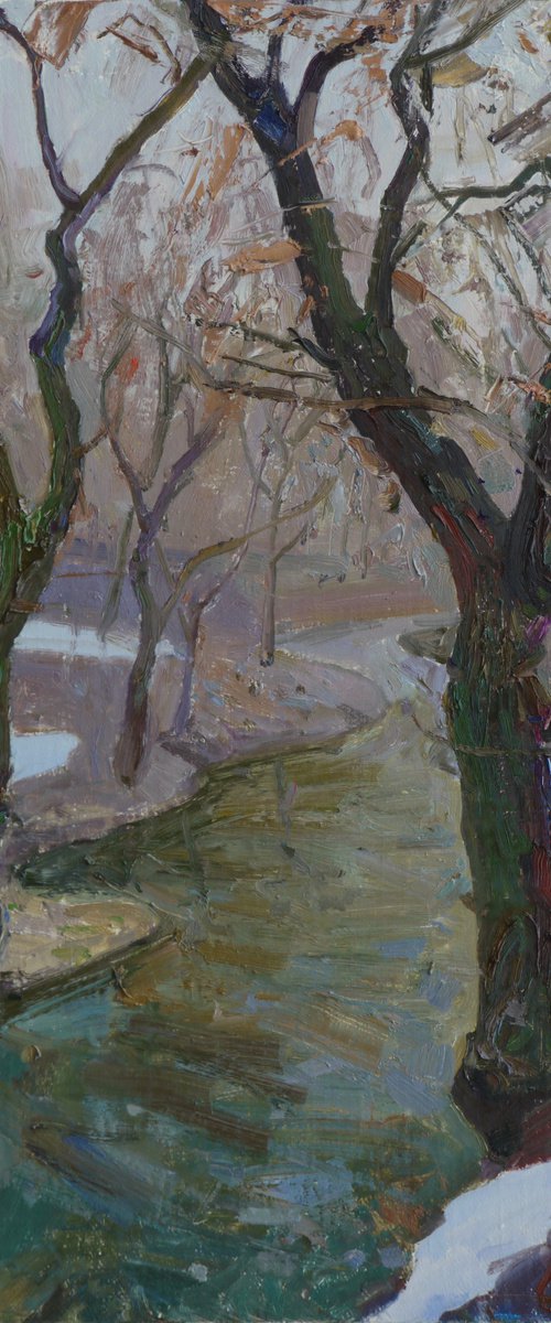 Trees and river by Victor Onyshchenko