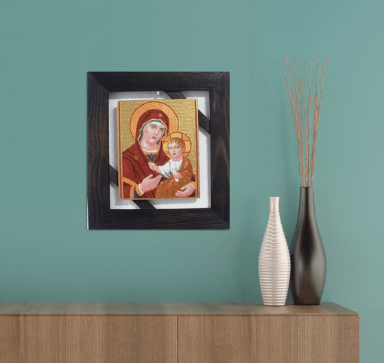 Mother and Child - byzantine glass mosaic Icon; sacred art; religious art