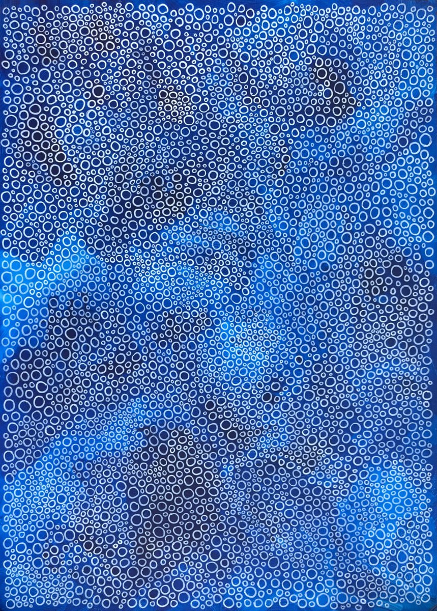 Organic Abstract Acrylic Painting By Jennifer Bell, 23 X 32, Midnight Seas, Original Artwork