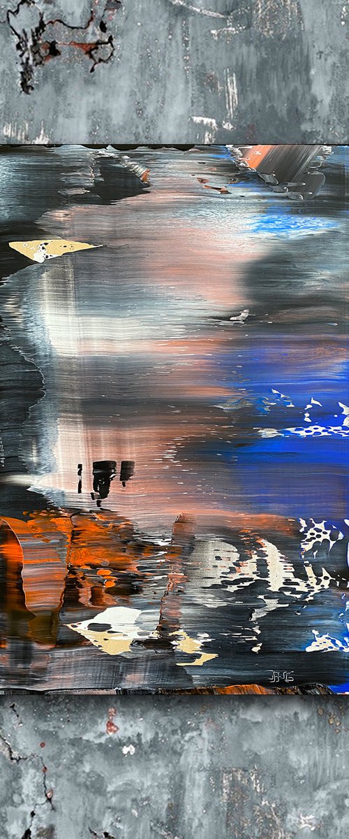 "Dusk To Dawn" - Original PMS Abstract Acrylic Painting On Reclaimed Wood Panel - 14" x 18.5" by Preston M. Smith (PMS)