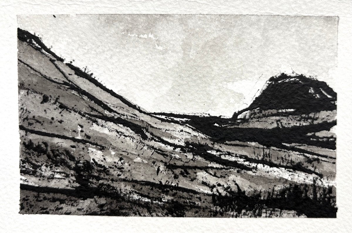 Expressive Landscape Ink Drawing By Steve Potts, 6 X 4", Iceland Landscape 8, Original Artwork