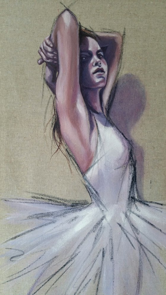 ""BEFORE PERFORMANCE I "  "60x30x2cm,original oil,painting on canvas , ready to hang