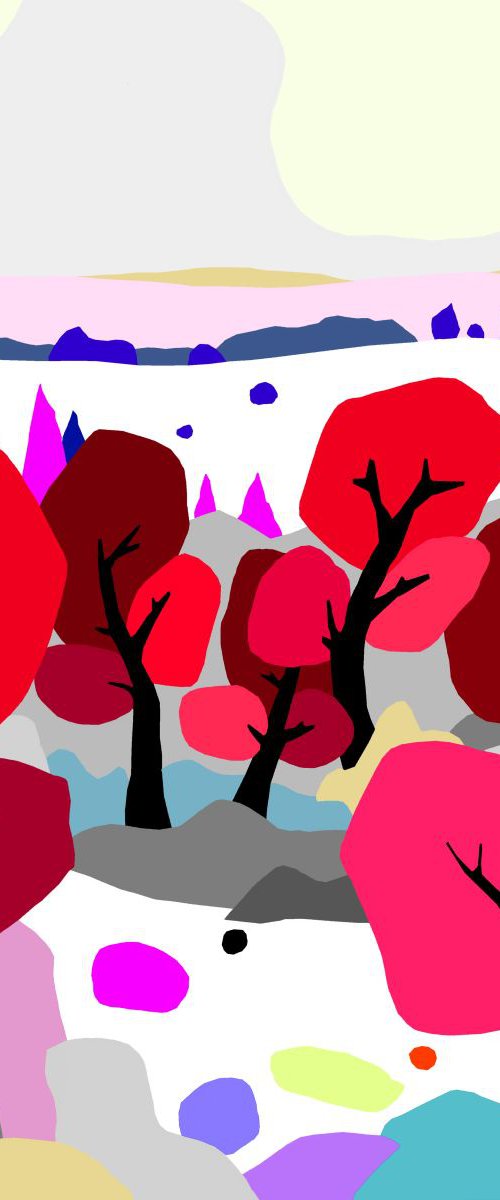 Red trees (árboles rojos)  (pop art, landscape) by Alejos