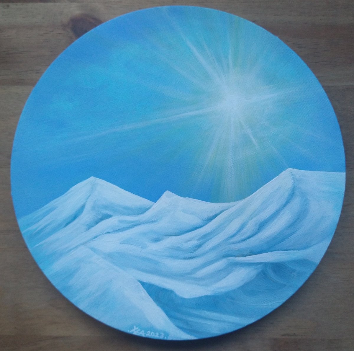 Sun on snow. Original acrylic painting by Zoe Adams. by Zoe Adams