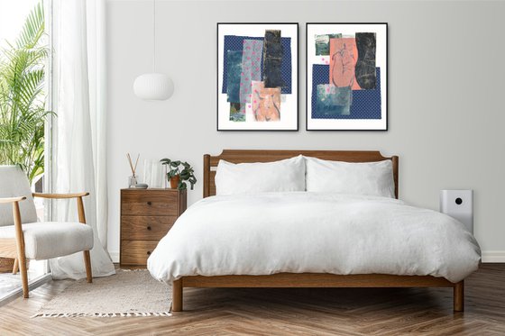 Abstract collage set with nude