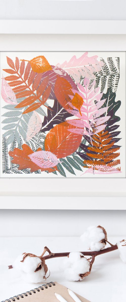 Fall #6 (Autumn leaves monoprint) by Carolynne Coulson