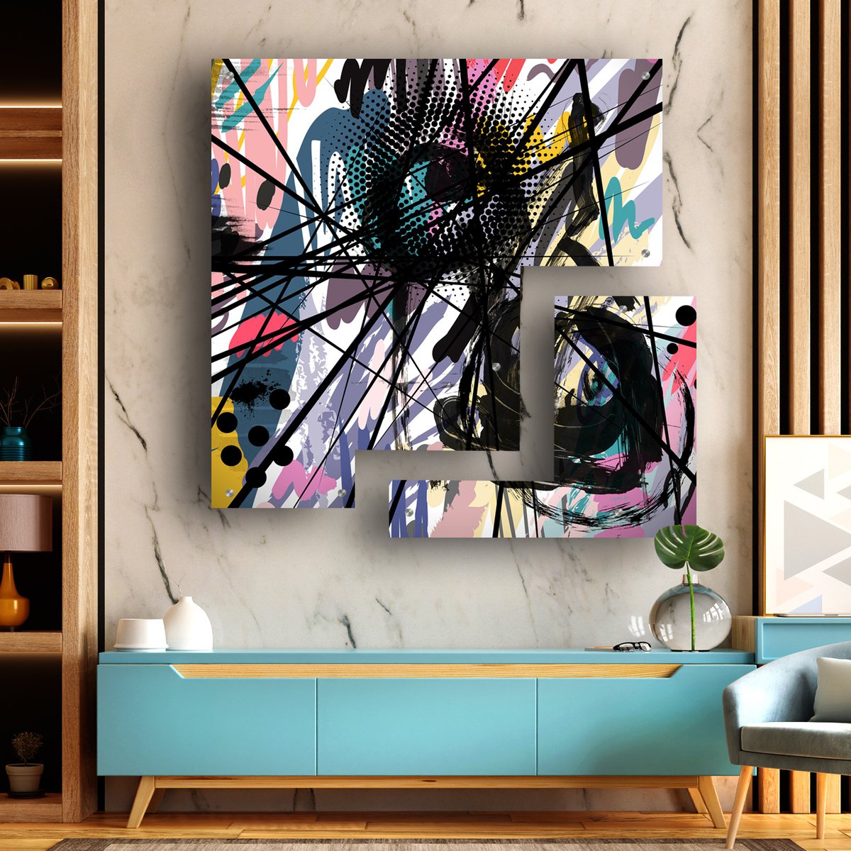 Abstract Print By Lynne Godina-Orme, 49 X 49", Juxtaposition - Diptych, Original Artwork