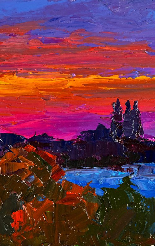 Crimson Sunset in Nature by Boris Serdyuk