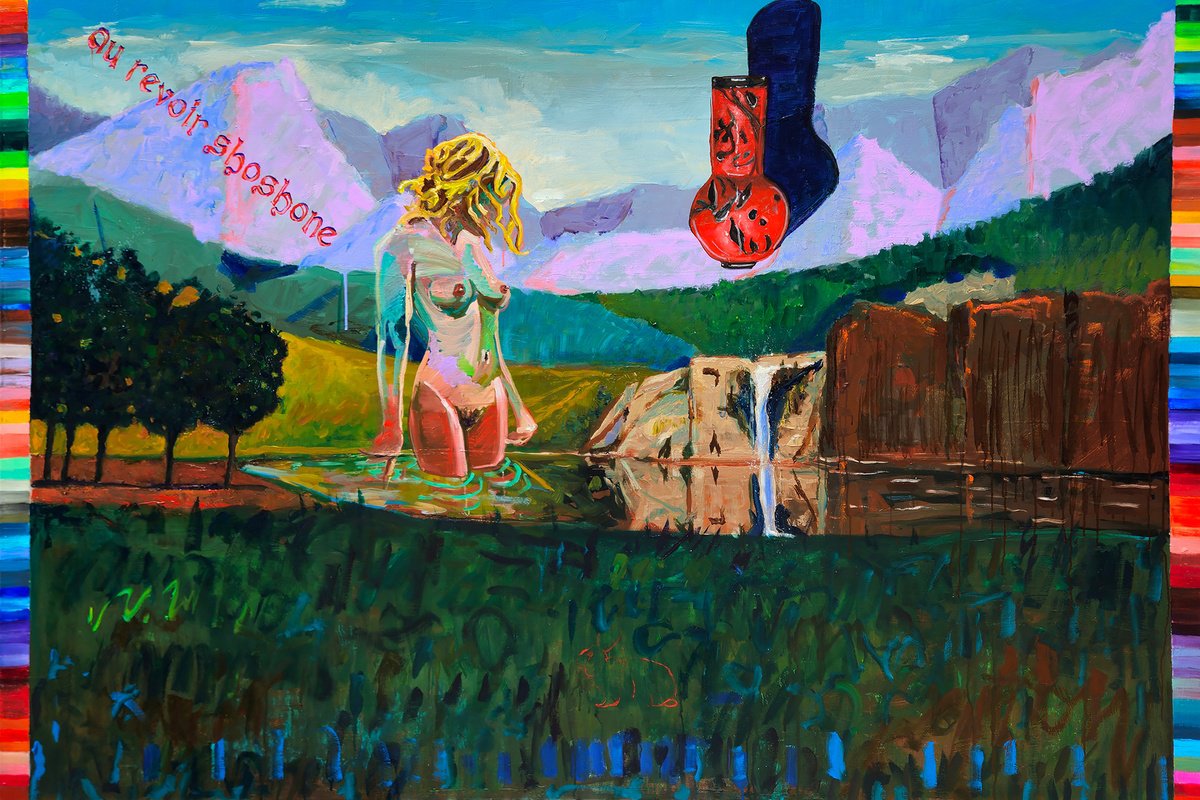 Surrealistic Landscape Oil Painting By Shelton Walsmith, 72 X 48", The Falls; Before And After, Original Artwork