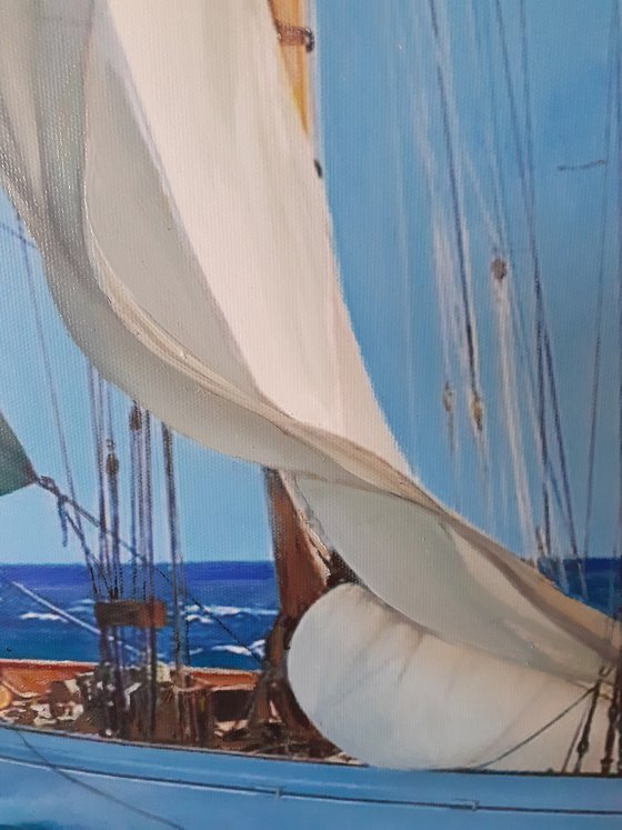 SUN-FILLED SAILS / A SCHOONER