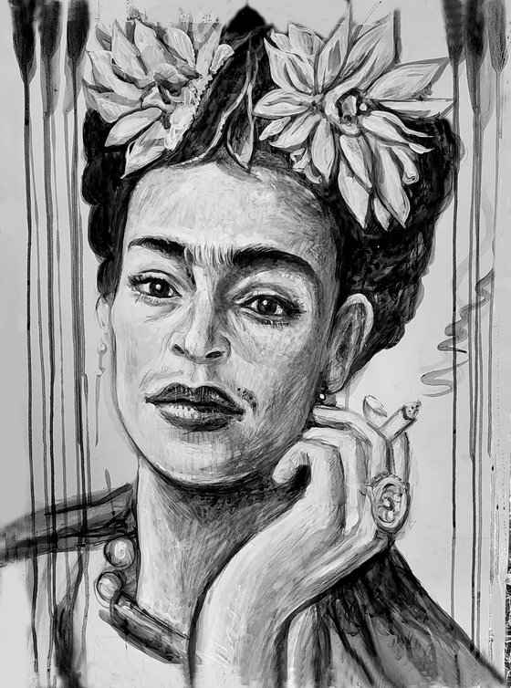 Frida Kahlo with Cigarette