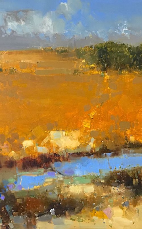 Fall, Landscape oil painting, One of a kind, Signed, Handmade artwork by Vahe Yeremyan