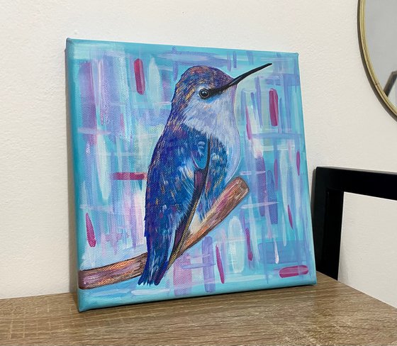 Abstract hummingbird acrylic painting